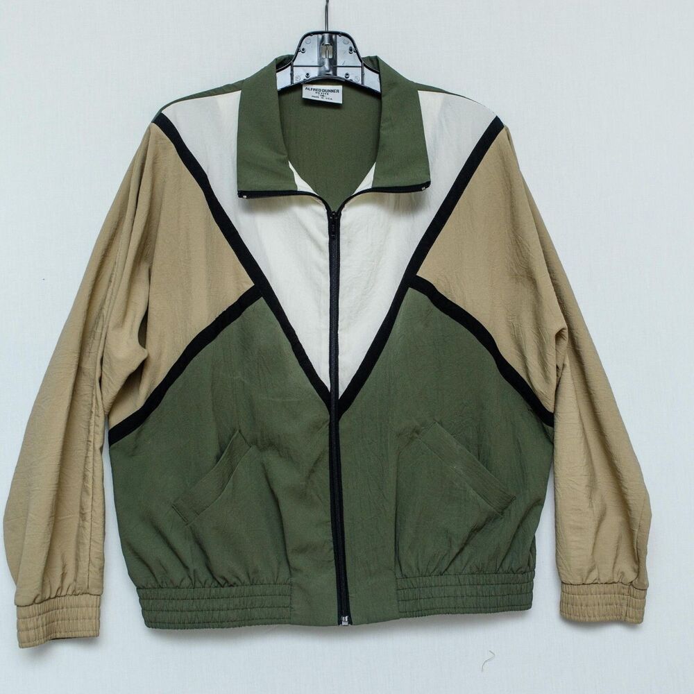 Alfred Dunner Jacket Petite 16P Colorblock Zip-Up unisex 80's Windbreaker Vtg
